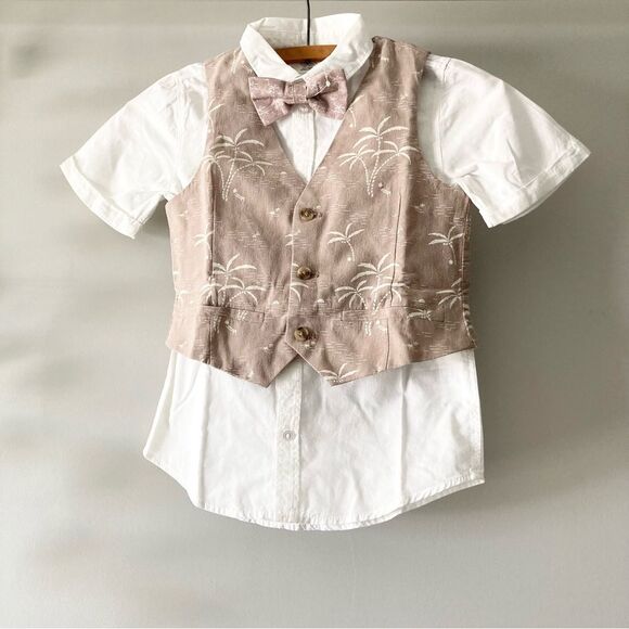 NWT H&M 4-piece Dressy Set - Beige/Palm trees - Picture 3 of 7